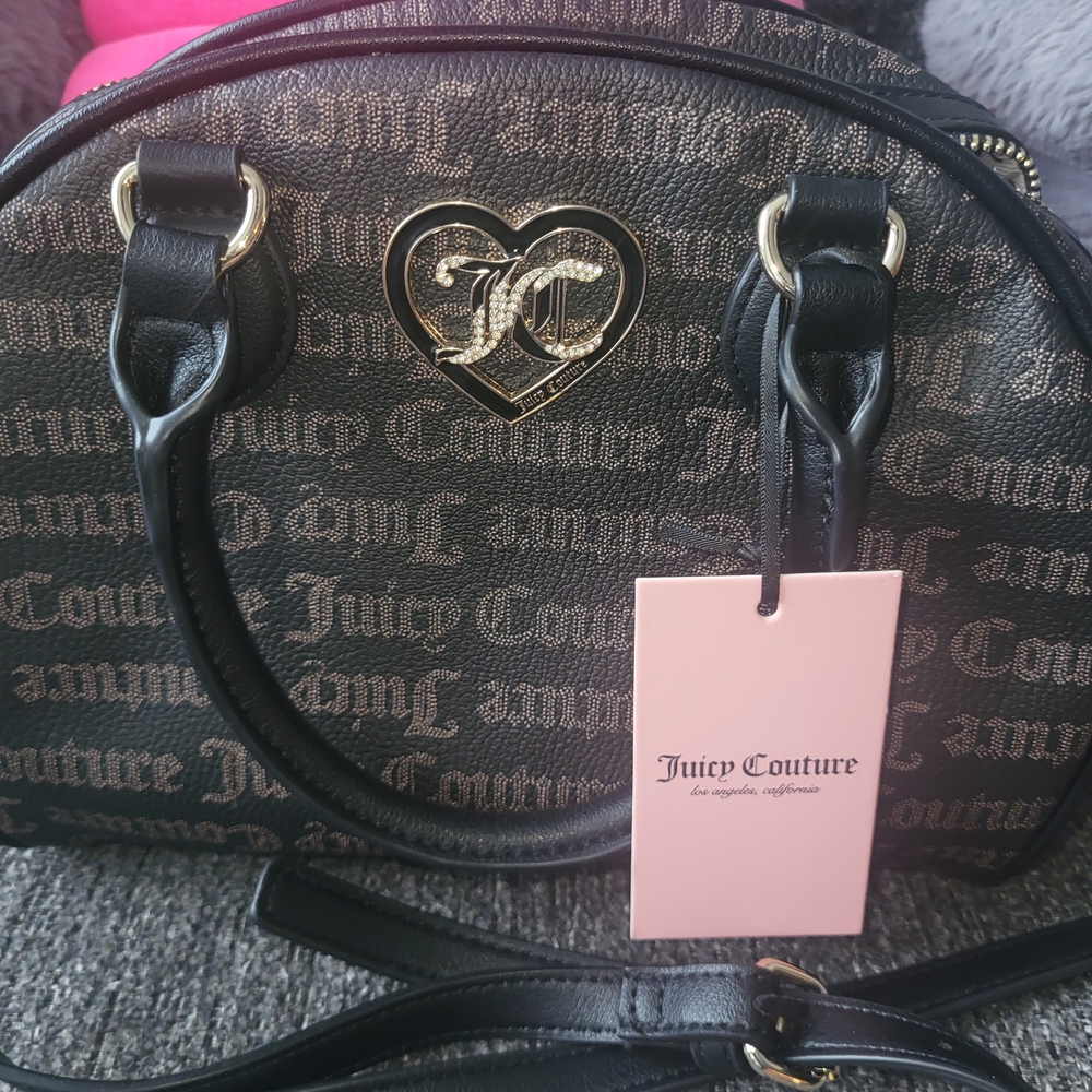 Juicy Couture Black Satchel with Gold Heart Accent